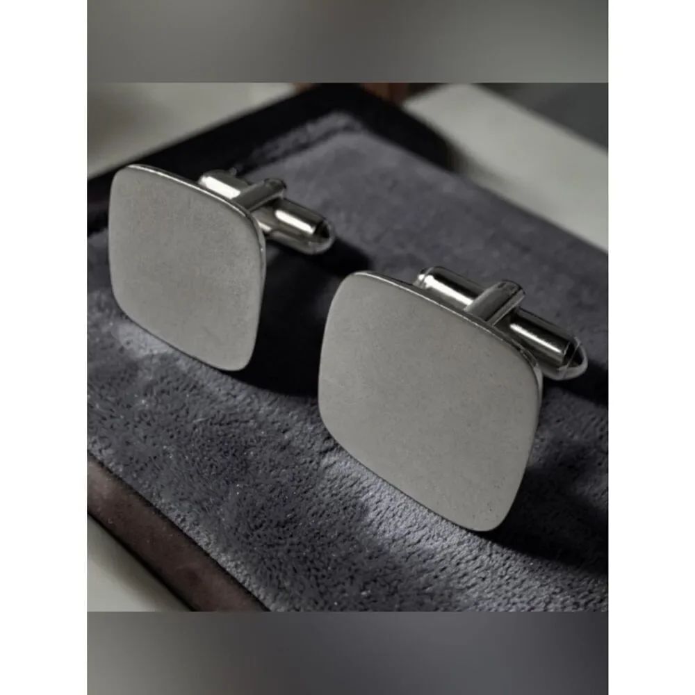 NS Meyer Sterling Silver Top Cufflinks Minimalist Rectangle Vintage